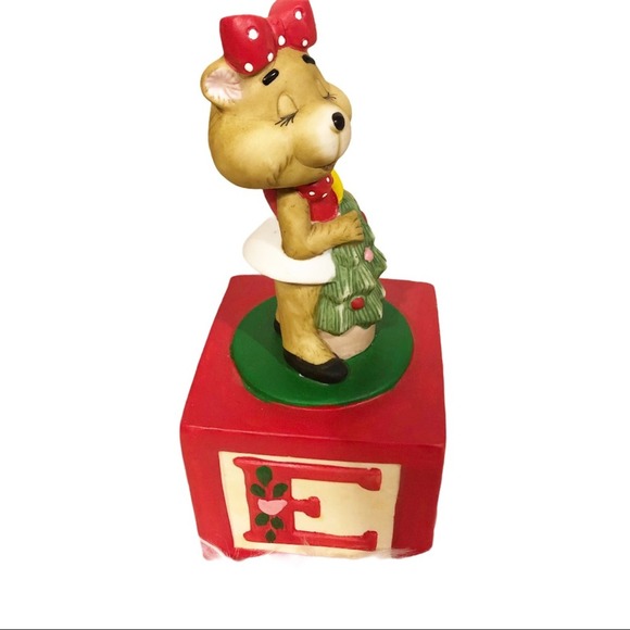 Vintage Ted E. Bear Patti Bear Christmas Music Box with Original Box - Picture 8 of 10